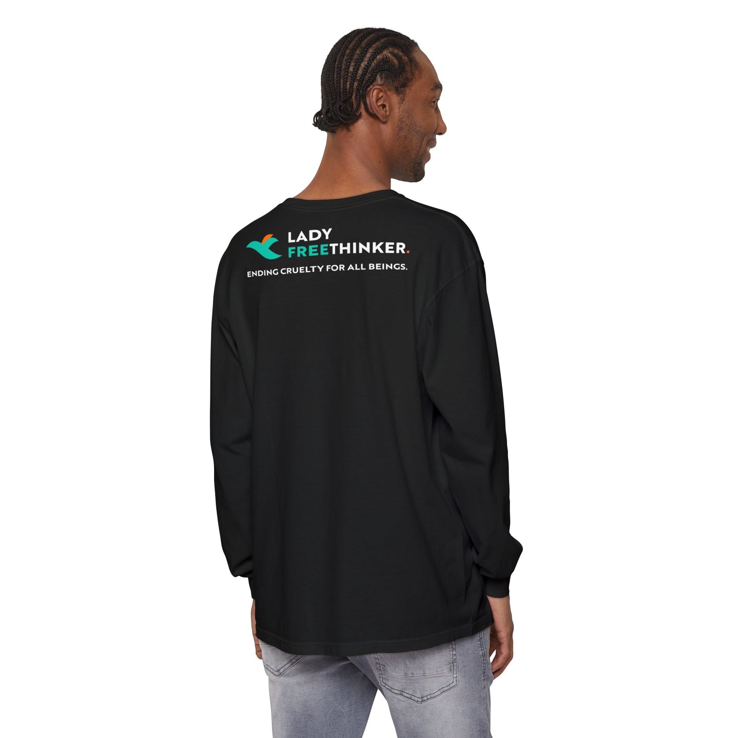 Compassion w/ Logo On Back Long Sleeve T-Shirt - Lady Freethinker Store